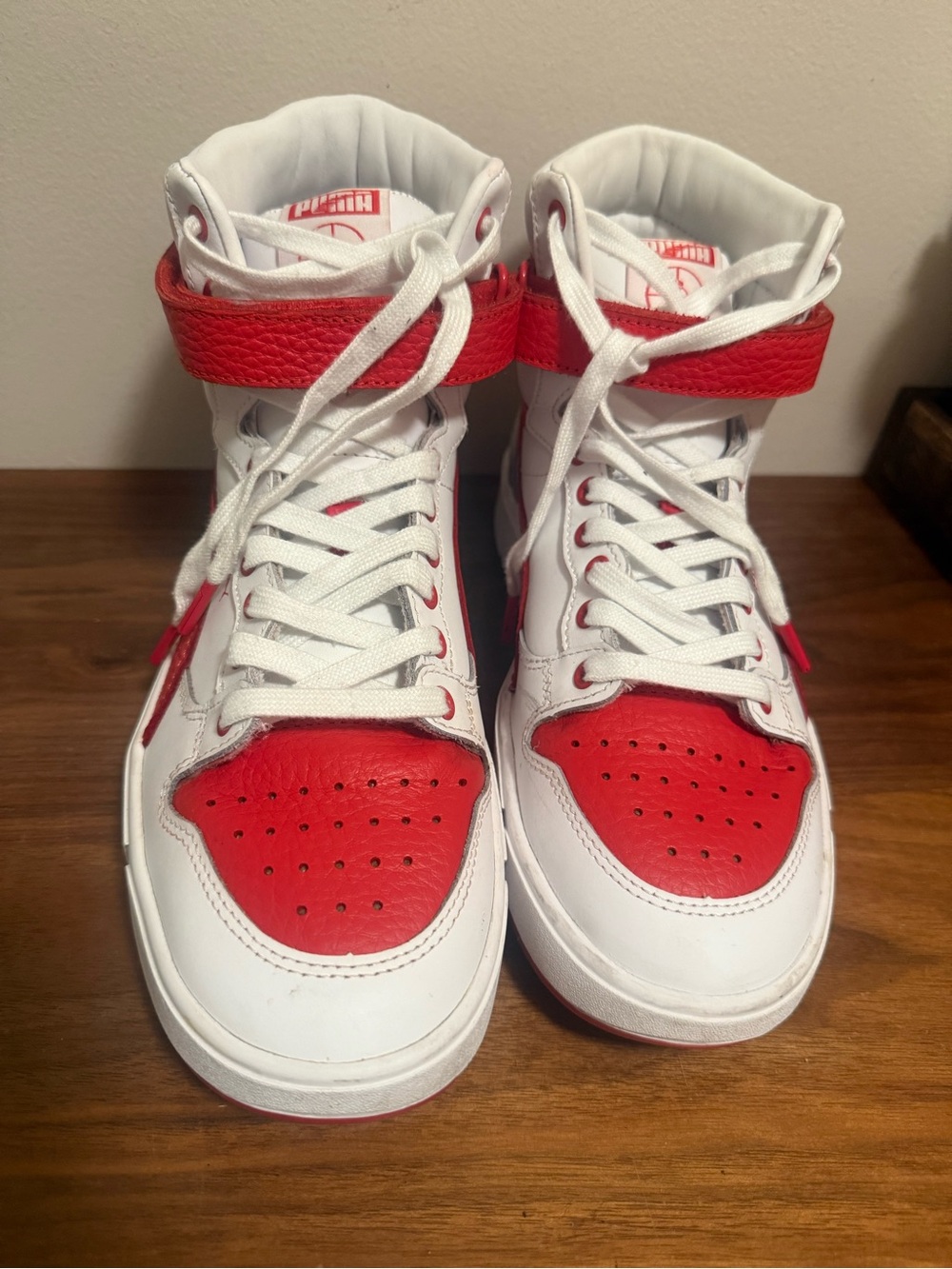 Puma White and Red High-Top Sneakers "Fight The Power" size 7